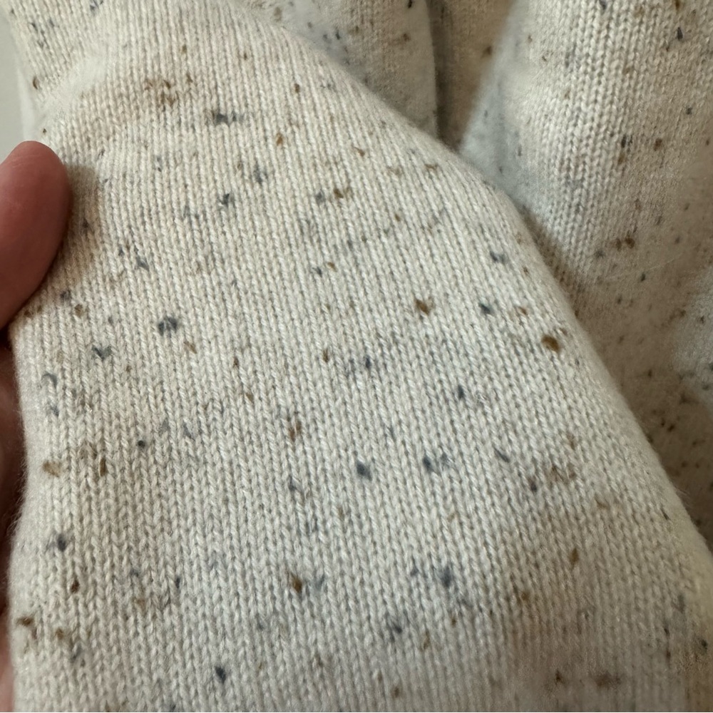 Orvis 100% Cashmere Donegal Heather Cream Gray Cardigan Button Sweater Speckled - Picture 5 of 6